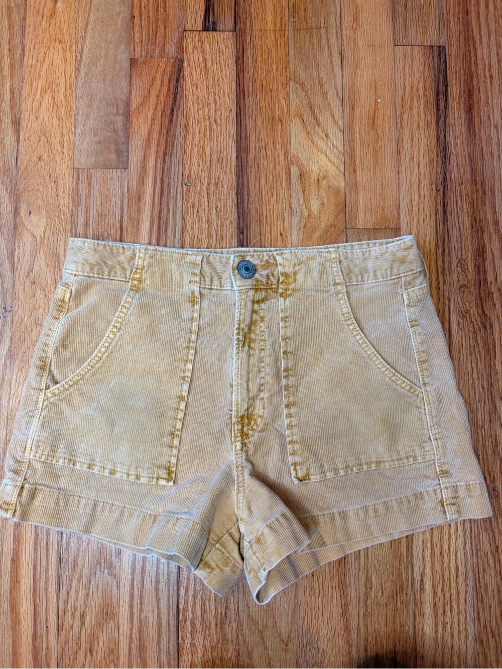 American Eagle High Rise Women's Yellow Corduroy Shorts 2